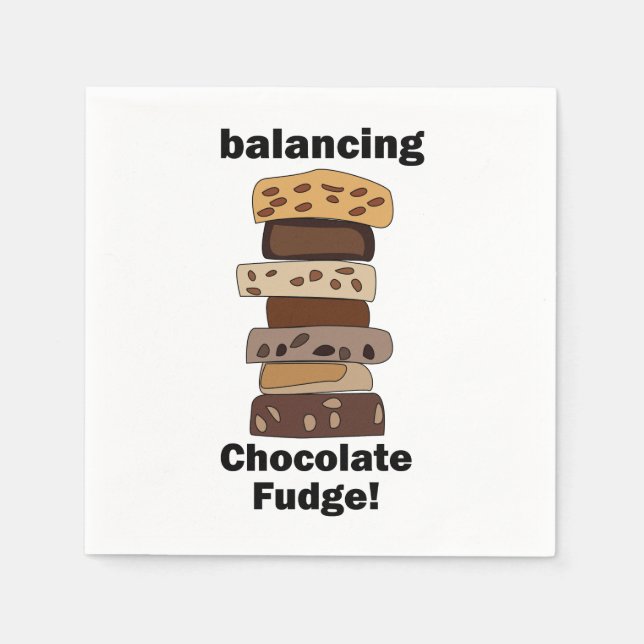 Choklad Fudge Efterrätt Balanserar Rolig Fest Pappersservett (Framsidan)