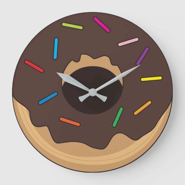 Choklad Glaed Donut med sprinkler Stor Klocka (Framsida)