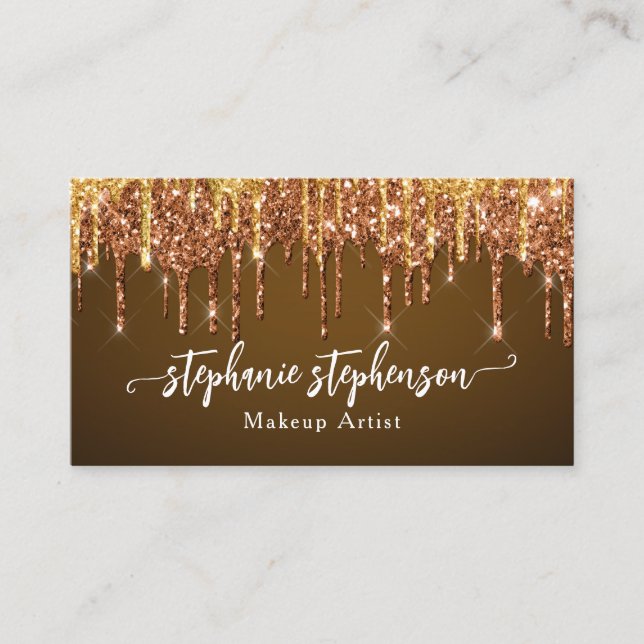Choklad Glam Glitter Drip Mode Stylist Modern Visitkort (Framsida)