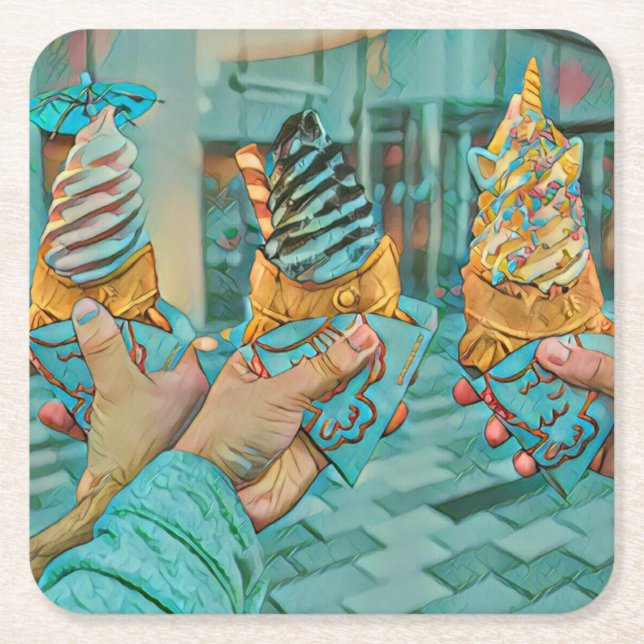 Choklad glass underlägg papper kvadrat (Framsidan)