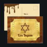 Choklad Guld Biljett Bar Mitzvah Tack Vykort<br><div class="desc">Choklad guld biljett Bar Mitzvah platt tack kort. Detta skulle också vara ett bra val för en choklad eller godis guld biljett Bat Mitzvah tack kort. Designen har en smält choklad bakgrund med en guld biljett överlägg. Detta guld biljett Bar Mitzvah eller guld biljett Bat Mitzvah tack kort är ett...</div>