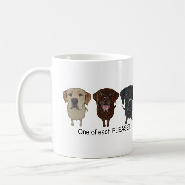 Choklad, gult och svart Labrador Retriever Kaffemugg (Vänster)