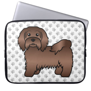 Choklad Havanese Söt Tecknad Hund Illustration Laptop Fodral