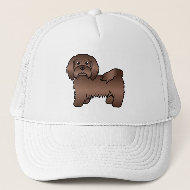 Choklad Havanesiskt Sött Tecknat Hund Keps (Framsida)