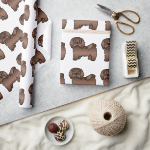 Choklad Havanesiskt Sött Tecknat Hundmönster Presentpapper