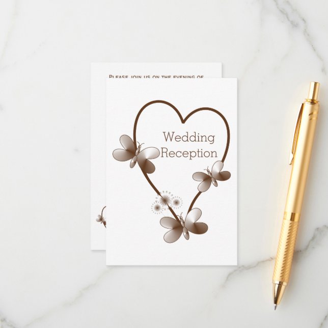 Choklad Heart - och Butterflies Brölloprecept Tilläggskort (Fram/Back In Situ)