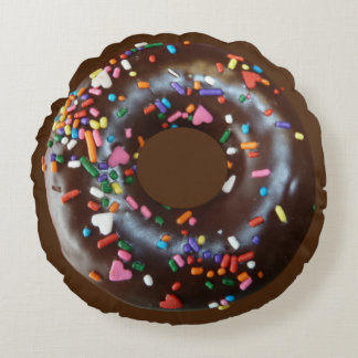 Choklad Icing Donut Round Pillow Rund Kudde
