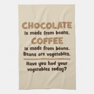 Choklad kaffe, bönor, grönsaker - novelty kökshandduk