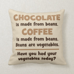 Choklad kaffe, bönor, grönsaker - novelty kudde