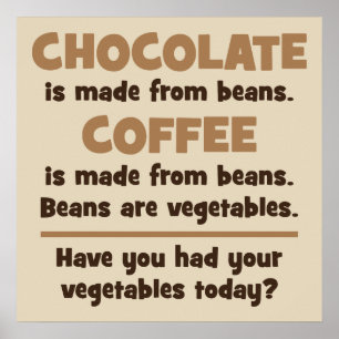 Choklad, kaffe, bönor, grönsaker - Novelty Poster