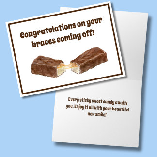 Choklad Karamell Godis Grattis På Brackets Av Kort