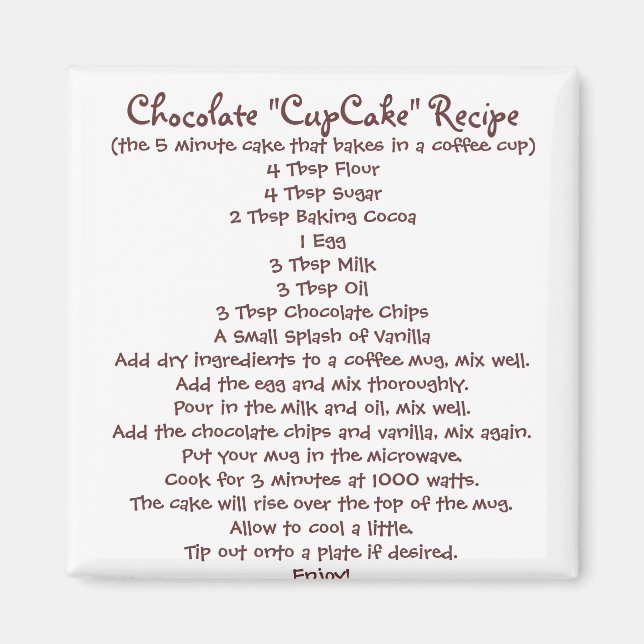 Choklad "Kopp-kummel" i Mugg-receptet - magnet (Framsidan)