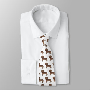 Choklad Korthårig Dachshund Tecknad Hund Mönster Slips