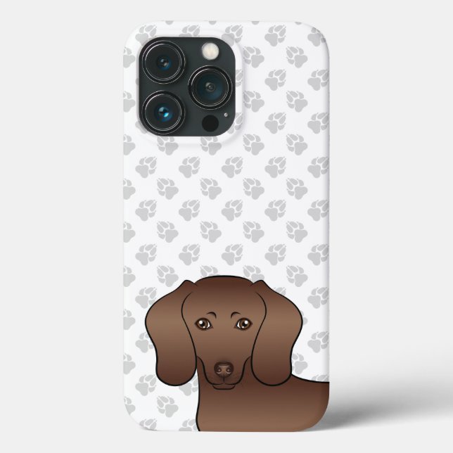 Choklad Korthårig Dachshund Tecknad Hund & Tassar (Baksida)