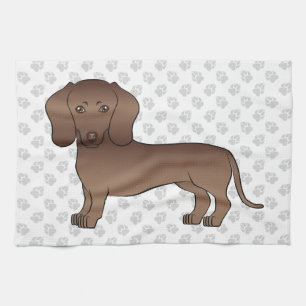 Choklad Korthårig Dachshund Tecknad Hund & Tassar Kökshandduk