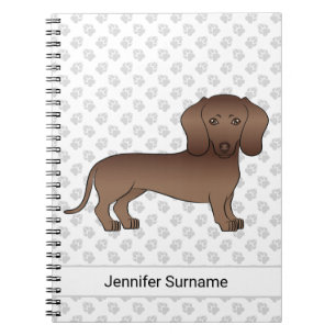 Choklad Korthårig Dachshund Tecknad Hund & Text Anteckningsbok