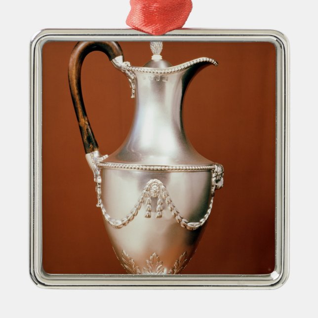 Choklad-kruka med repoussedesign och julgransprydnad metall (Framsidan)