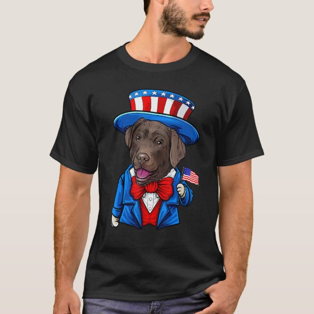 Choklad Lab 4 juli Labrador Retriever T Shirt (Framsida)