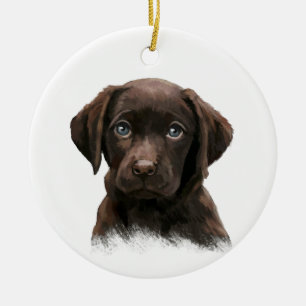 Choklad Lab-Hund Julgransprydnad Keramik