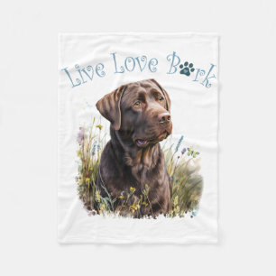 Choklad Lab Hund Mamma Blommig Fleecefilt