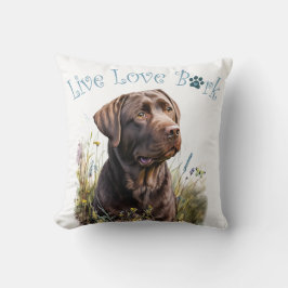 Choklad Lab Hund Mamma Blommig Kudde