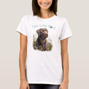 Choklad Lab Hund Mamma Blommig T Shirt