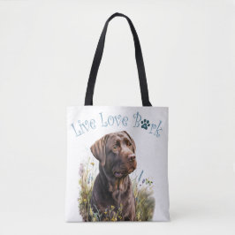 Choklad Lab Hund Mamma Blommig Tygkasse