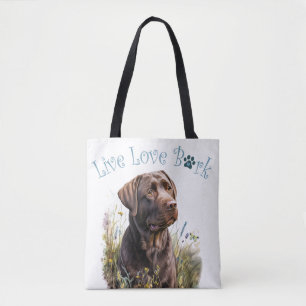 Choklad Lab Hund Mamma Blommig Tygkasse