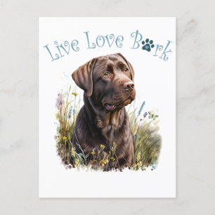Choklad Lab Hund Mamma Blommig Vykort