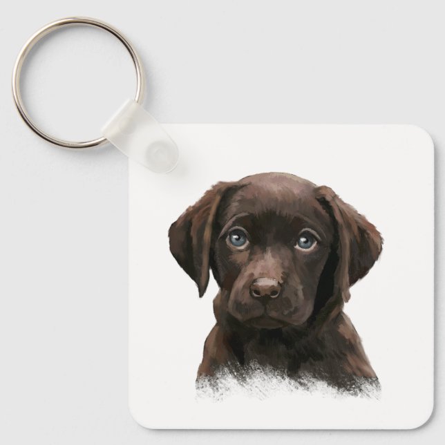 Choklad Lab-Hund Nyckelring (Framsida)
