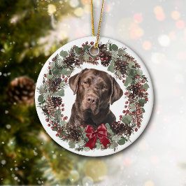 Choklad Lab Hund Pinecone Personlig för andning Julgransprydnad Keramik