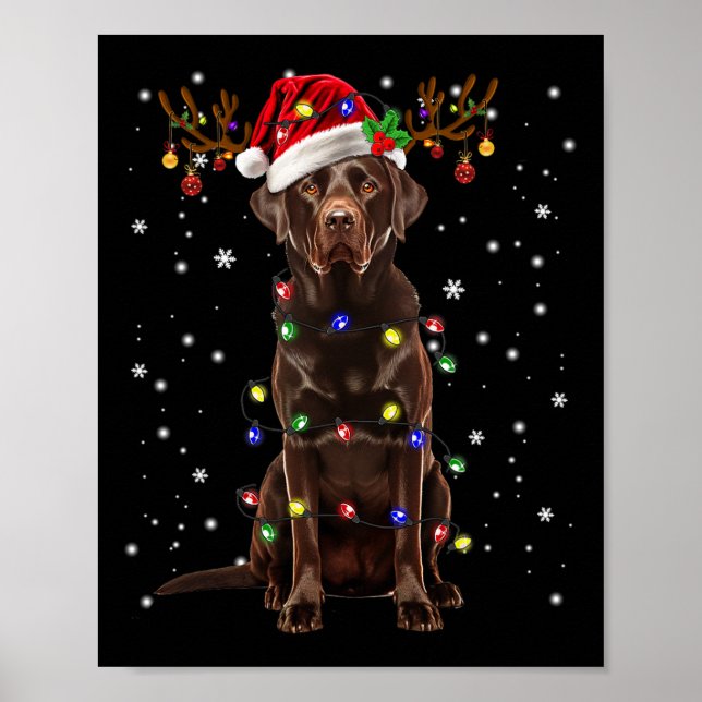 Choklad Lab Labrador Julgran Ljusstake Pyjamas Poster (Framsidan)