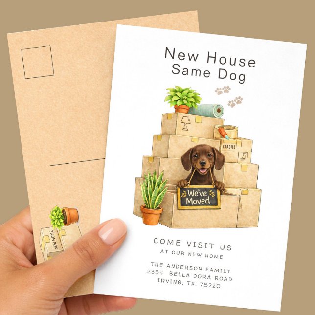 Choklad Lab Ny Hus Flyttar In Annonsering Vykort (Skapare uppladdad)