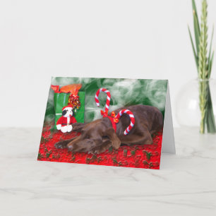 Choklad Lab Pepparmint Stripe Anpassad text inuti Helgkort