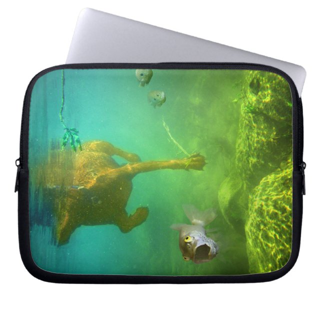 Choklad Lab Pit Mix Hund Fishing Laptop Fodral (Framsidan)