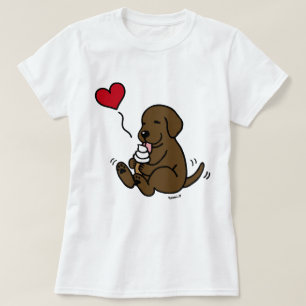 Choklad Lab Slickande iskräm med rött hjärta T Shirt