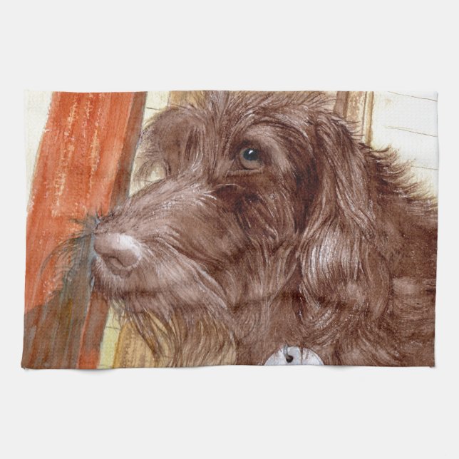 Choklad Labradoodle Jackson Kökshandduk (Horisontell)