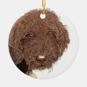 Choklad Labradoodle Julgransprydnad Keramik