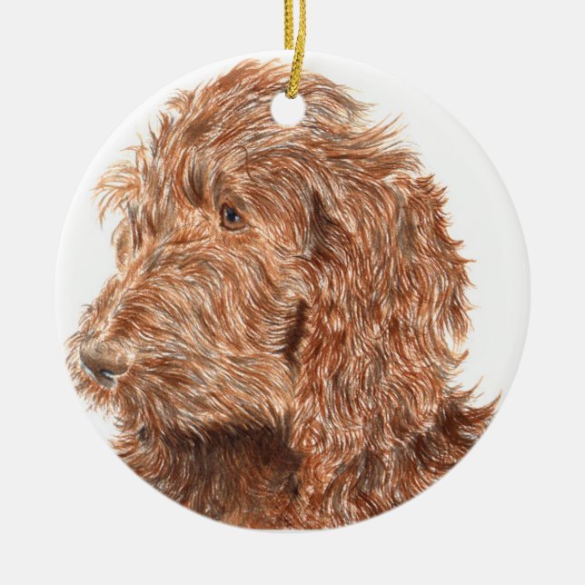 Choklad Labradoodle Julgransprydnad Keramik (Framsidan)
