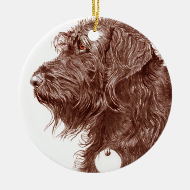 Choklad Labradoodle Julgransprydnad Keramik (Framsidan)