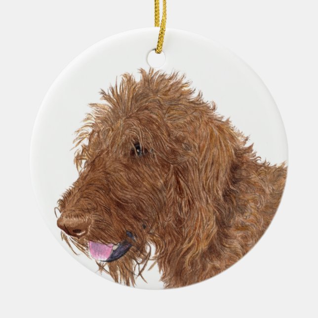 Choklad Labradoodle Julgransprydnad Keramik (Framsidan)