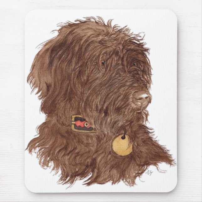 Choklad Labradoodle Xena Mousepad Musmatta (Framsidan)