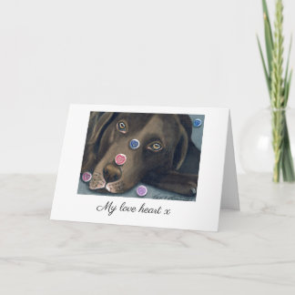 Choklad Labrador Alla hjärtans dag-kort Kort