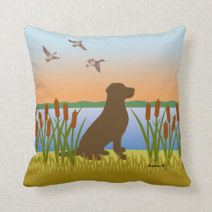 Choklad Labrador Bird Hund Sunset Kudde