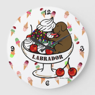 Choklad Labrador & glassSundae Stor Klocka