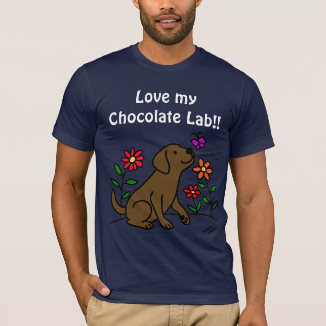 Choklad Labrador & grönt Tee Shirt (Framsida)
