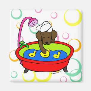 Choklad Labrador & gummiankatecknad Magnet