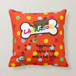 Choklad Labrador med en full buktecknad Kudde