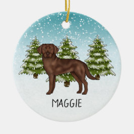 Choklad Labrador Retriever Anpassat Namn Jul Julgransprydnad Keramik