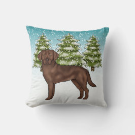 Choklad Labrador Retriever Blå Vinter Jul Kudde
